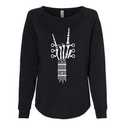 Rock And Roll Rock On Guitar Neck Cool Skeleton Hand Gift Womens California Wash Sweatshirt