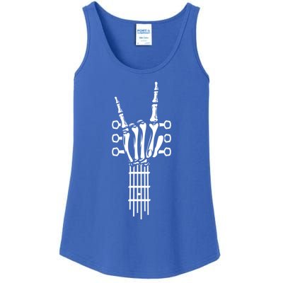 Rock And Roll Rock On Guitar Neck Cool Skeleton Hand Gift Ladies Essential Tank