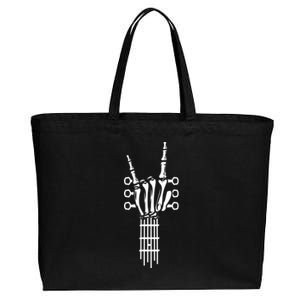 Rock And Roll Rock On Guitar Neck Cool Skeleton Hand Gift Cotton Canvas Jumbo Tote