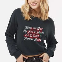Roses Are Red My Soul Is Black All I Want Is Another Snack Cropped Pullover Crew