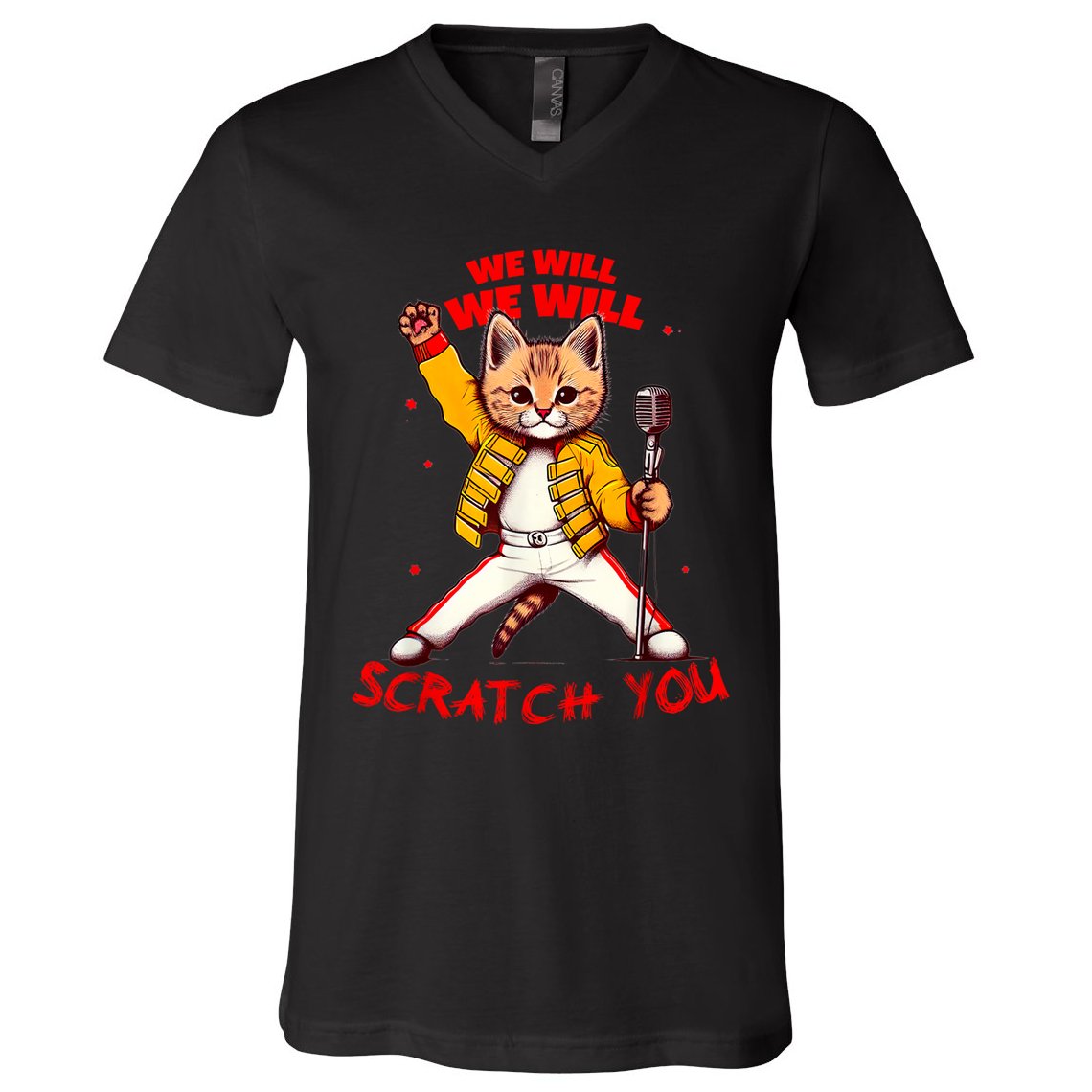 Rock And Roll Cat Classic Rock & Roll Design V-Neck T-Shirt