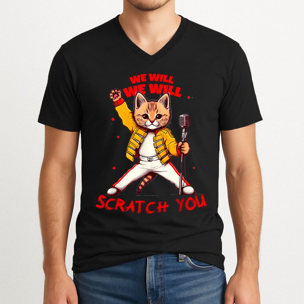 Rock And Roll Cat Classic Rock & Roll Design V-Neck T-Shirt