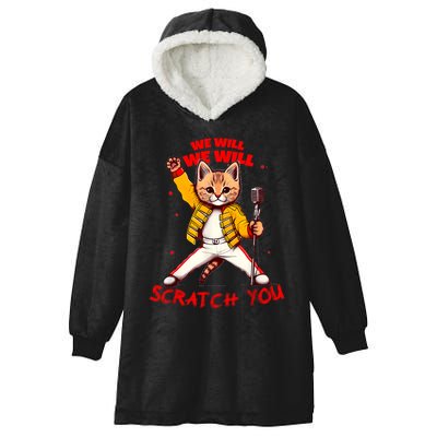Rock And Roll Cat Classic Rock & Roll Design Hooded Wearable Blanket