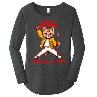 Rock And Roll Cat Classic Rock & Roll Design Women's Perfect Tri Tunic Long Sleeve Shirt