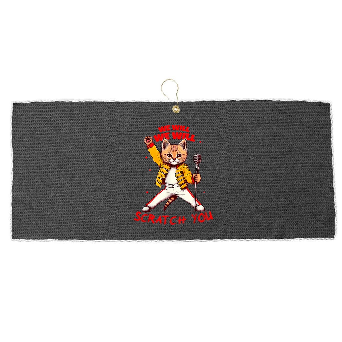 Rock And Roll Cat Classic Rock & Roll Design Large Microfiber Waffle Golf Towel
