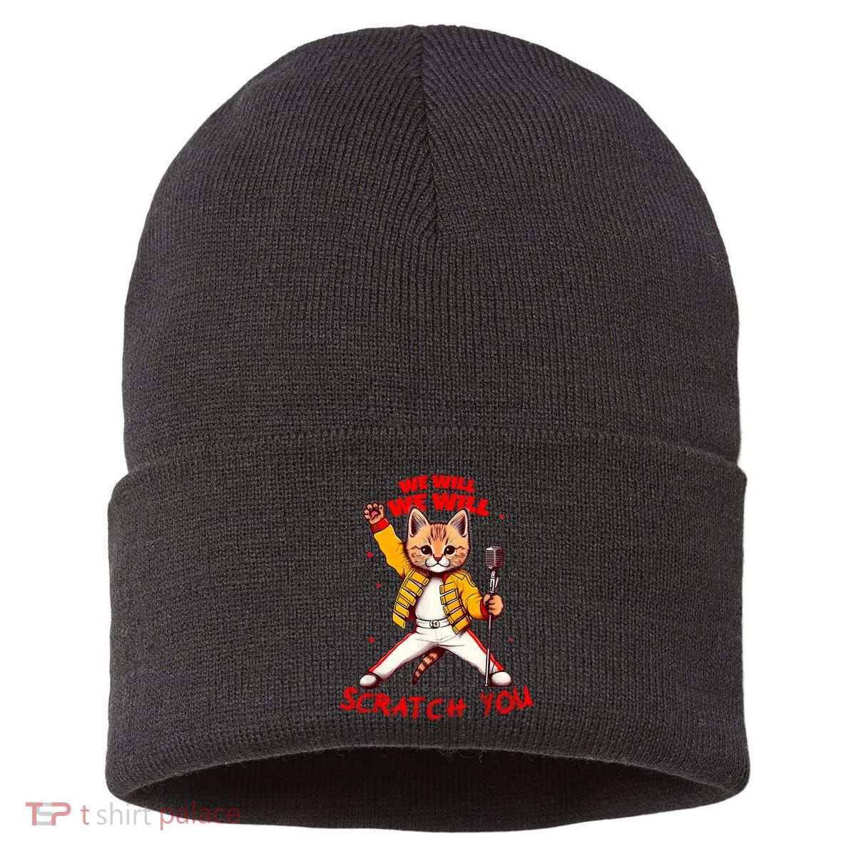 Rock And Roll Cat Classic Rock & Roll Design Sustainable Knit Beanie