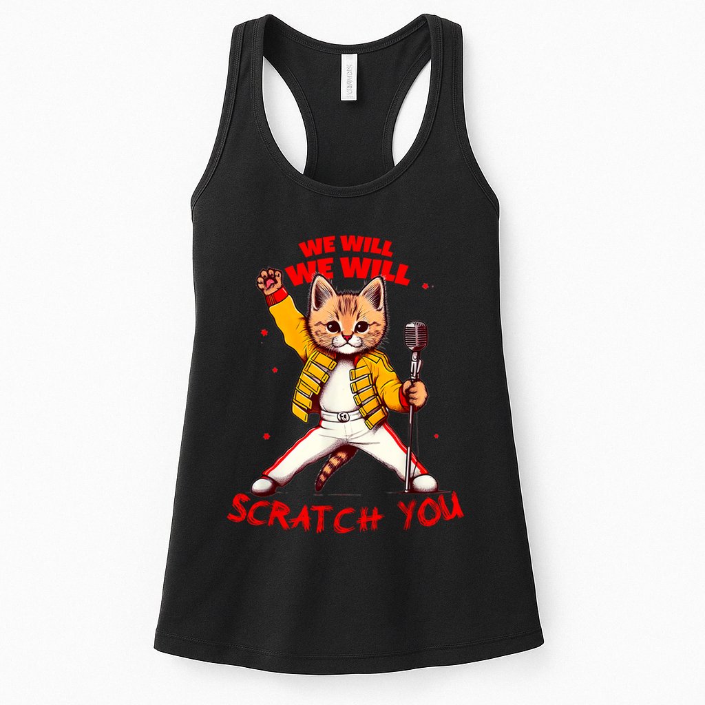 Rock And Roll Cat Classic Rock & Roll Design Womens Tank Top