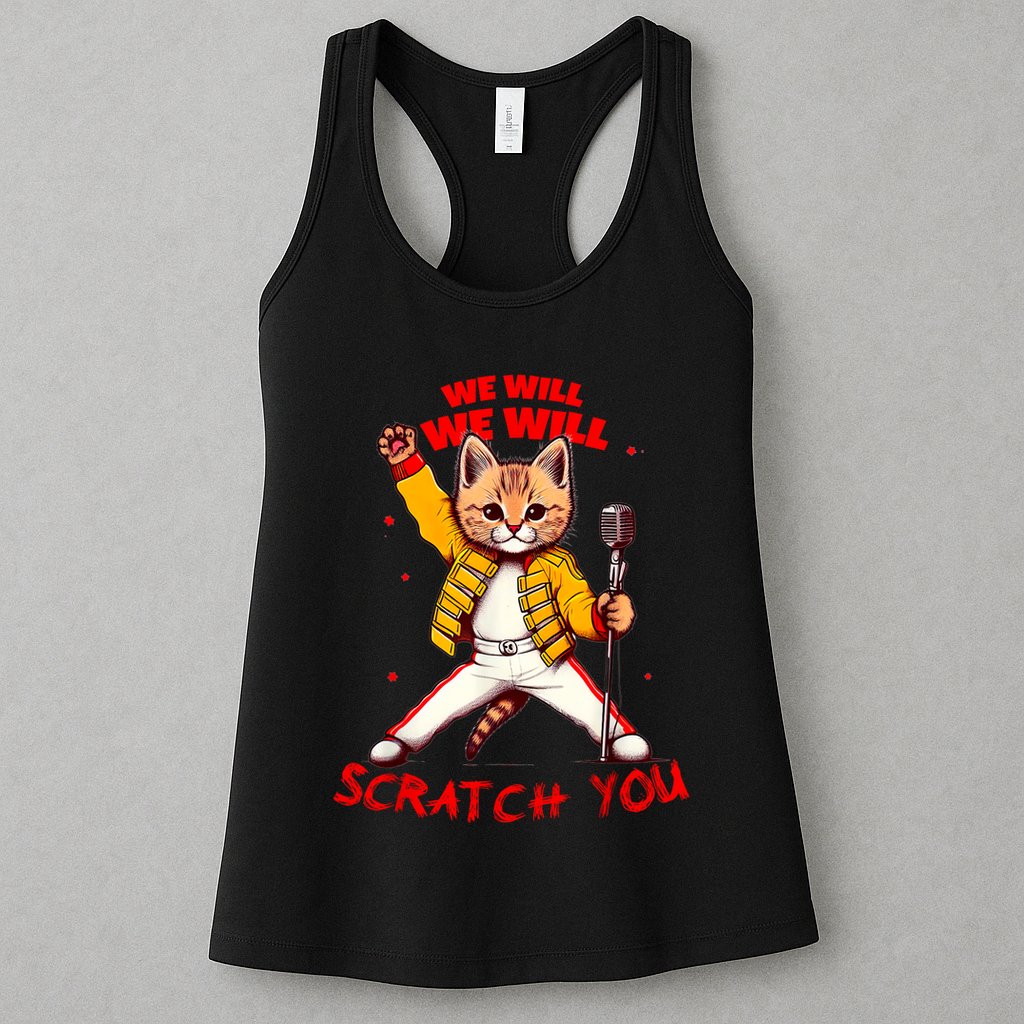 Rock And Roll Cat Classic Rock & Roll Design Womens Tank Top