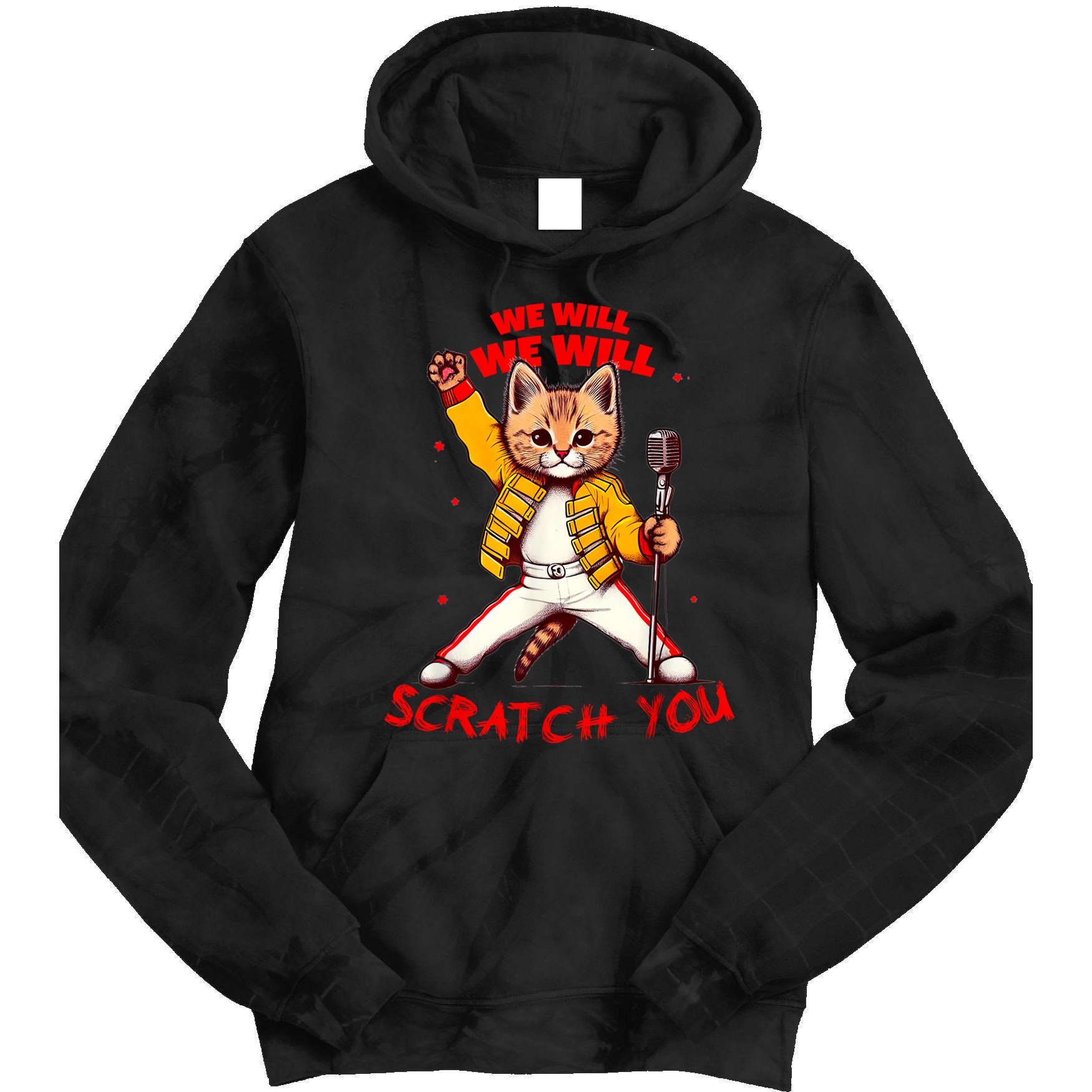 Rock And Roll Cat Classic Rock & Roll Design Tie Dye Hoodie