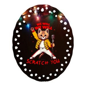 Rock And Roll Cat Classic Rock & Roll Design Ceramic Oval Ornament