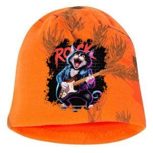 Rock And Roll Cat Guitarist Concert Kati - Camo Knit Beanie