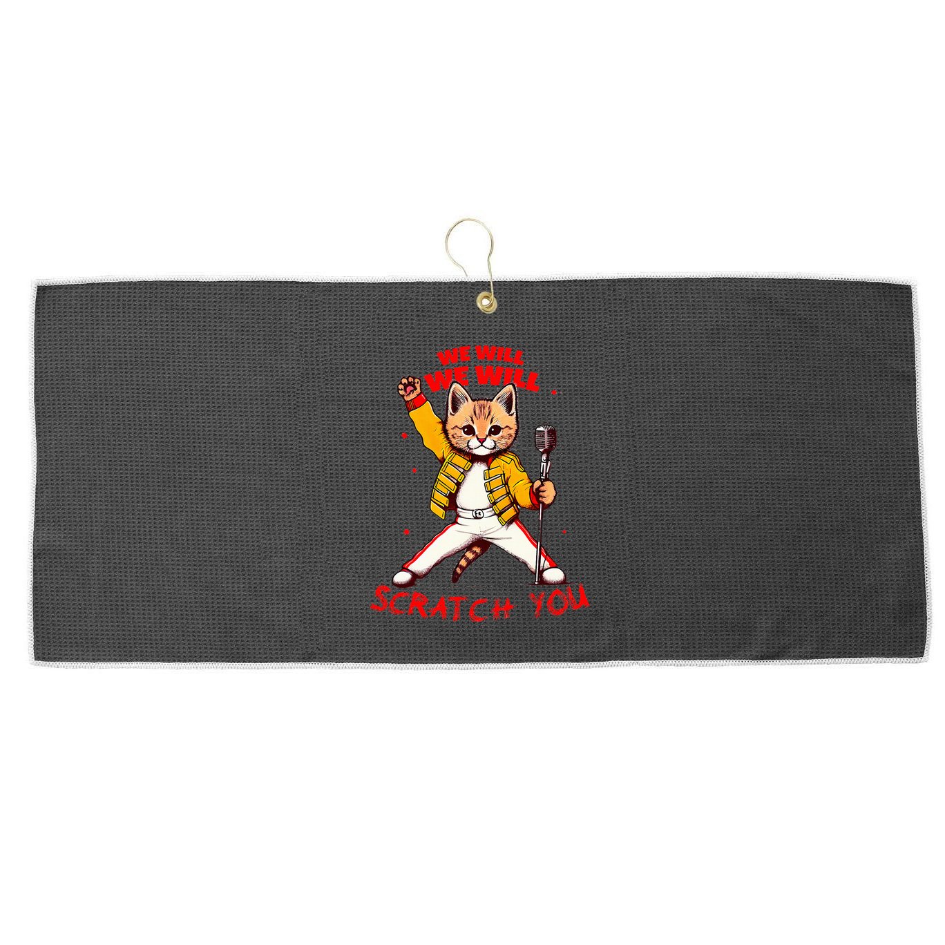 Rock And Roll Cat Classic Rock & Roll Design Large Microfiber Waffle Golf Towel