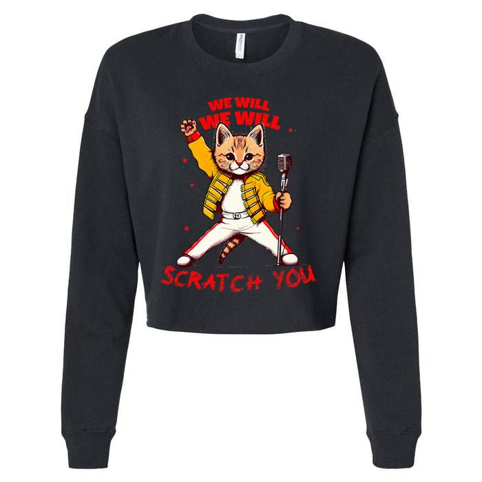 Rock And Roll Cat Classic Rock & Roll Design Cropped Pullover Crew