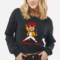 Rock And Roll Cat Classic Rock & Roll Design Cropped Pullover Crew