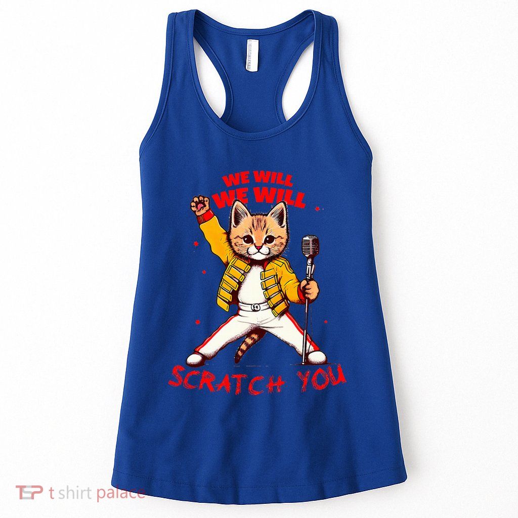 Rock And Roll Cat Classic Rock & Roll Design Womens Tank Top