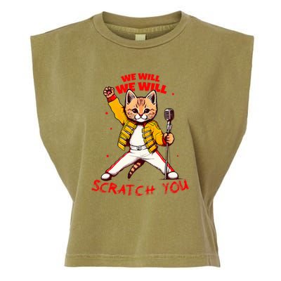 Rock And Roll Cat Classic Rock & Roll Design Garment-Dyed Women's Muscle Tee
