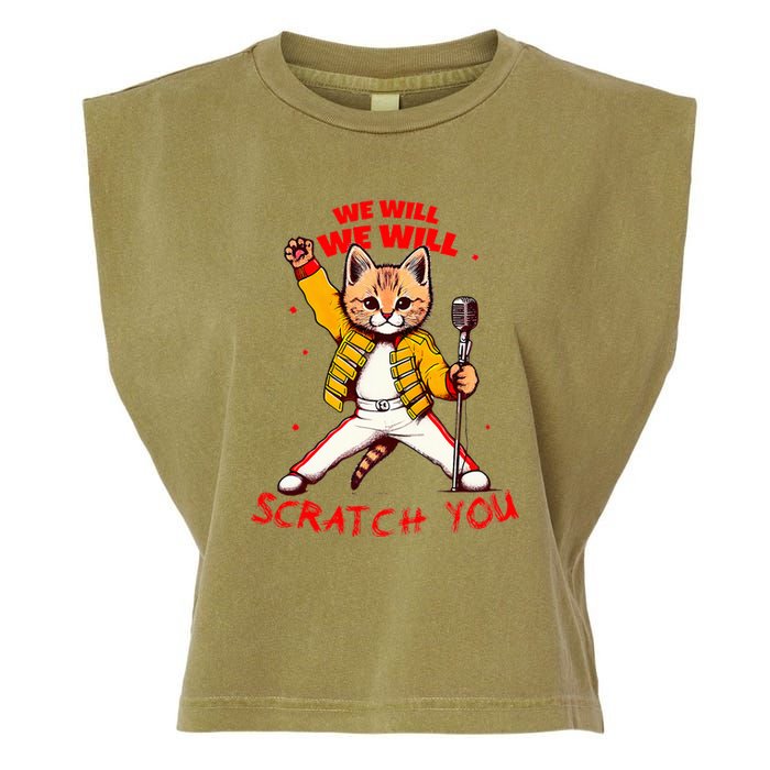 Rock And Roll Cat Classic Rock & Roll Design Garment-Dyed Women's Muscle Tee