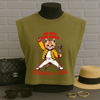 Rock And Roll Cat Classic Rock & Roll Design Garment-Dyed Women's Muscle Tee
