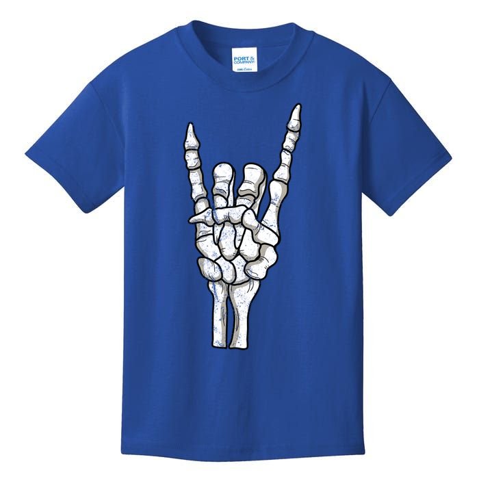 Rock And Roll Skeleton Hand Vintage Halloween Rock And Roll Gift Kids T-Shirt