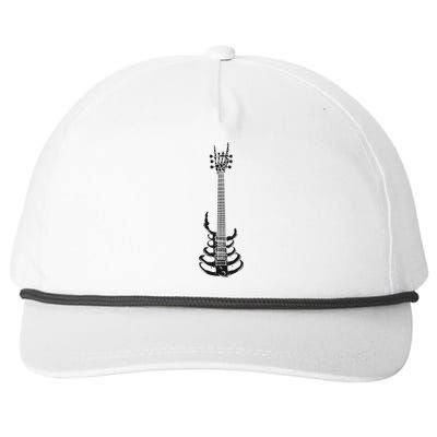 Rock And Roll Skeleton Guitar Music Lover Rockstar Gift Snapback Five-Panel Rope Hat