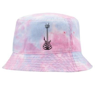 Rock And Roll Skeleton Guitar Music Lover Rockstar Gift Tie-Dyed Bucket Hat