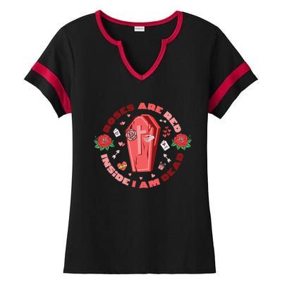 Roses Are Red Inside Im Dead Funny Skeleton Coffin Dark Cool Gift Ladies Halftime Notch Neck Tee