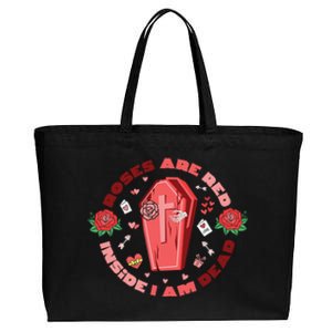 Roses Are Red Inside Im Dead Funny Skeleton Coffin Dark Cool Gift Cotton Canvas Jumbo Tote