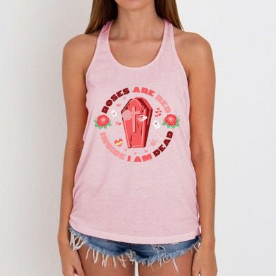 Roses Are Red Inside Im Dead Funny Skeleton Coffin Dark Cool Gift Women's Knotted Racerback Tank