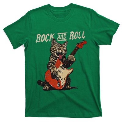 Rock And Roll Guitar Cat Vintage Rock Guitarist Cat T-Shirt