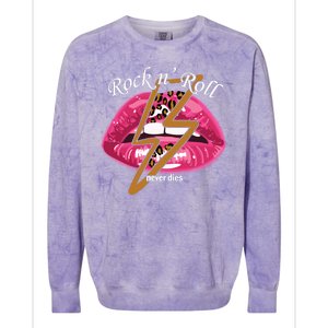 Rock And Roll Never Dies Lips Colorblast Crewneck Sweatshirt