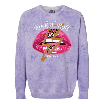 Rock And Roll Never Dies Lips Colorblast Crewneck Sweatshirt