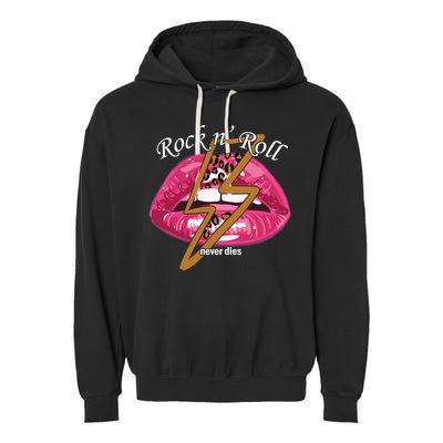 Rock And Roll Never Dies Lips Garment-Dyed Fleece Hoodie
