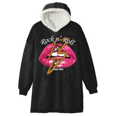 Rock And Roll Never Dies Lips Hooded Wearable Blanket