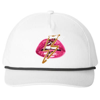 Rock And Roll Never Dies Lips Snapback Five-Panel Rope Hat