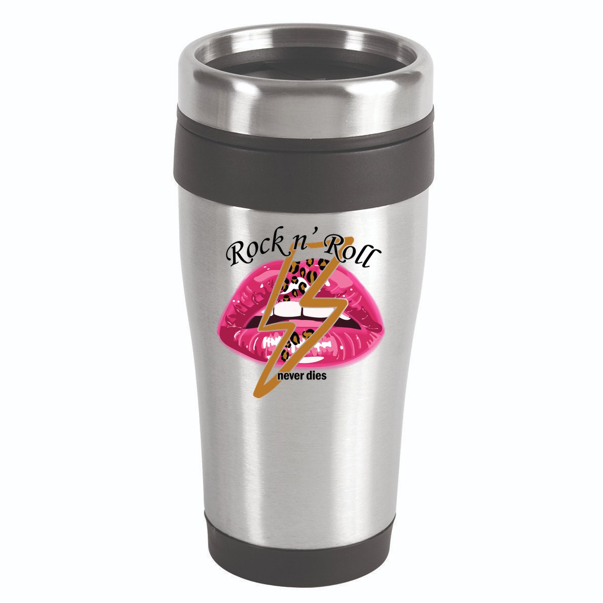 Rock And Roll Never Dies Lips 16oz Travel Tumbler