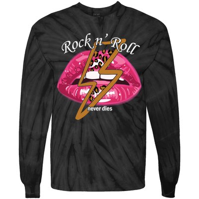 Rock And Roll Never Dies Lips Tie-Dye Long Sleeve Shirt