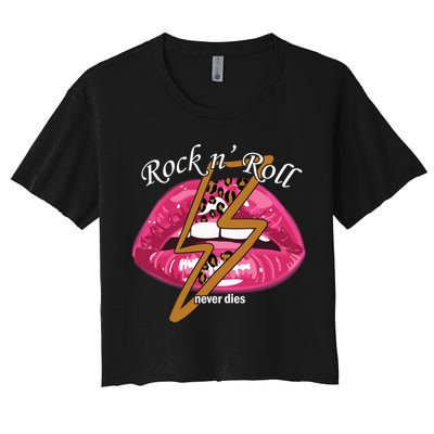 Rock And Roll Never Dies Lips Crop Top