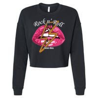 Rock And Roll Never Dies Lips Cropped Pullover Crew