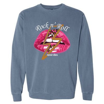 Rock And Roll Never Dies Lips Garment-Dyed Sweatshirt