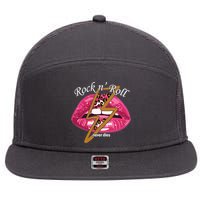 Rock And Roll Never Dies Lips 7 Panel Mesh Trucker Snapback Hat