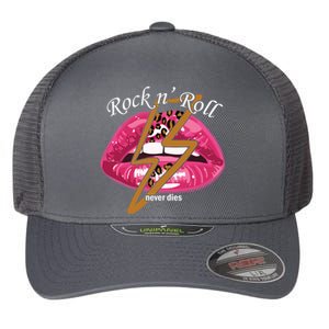 Rock And Roll Never Dies Lips Flexfit Unipanel Trucker Cap