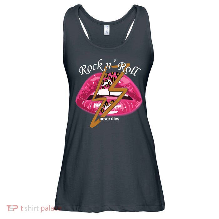 Rock And Roll Never Dies Lips Ladies Essential Flowy Tank