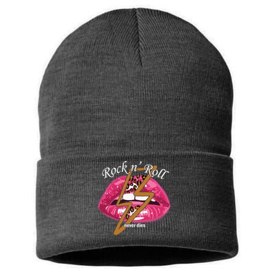 Rock And Roll Never Dies Lips Sustainable Knit Beanie