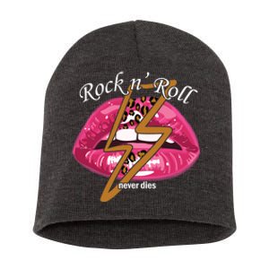 Rock And Roll Never Dies Lips Short Acrylic Beanie