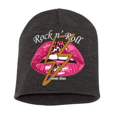 Rock And Roll Never Dies Lips Short Acrylic Beanie