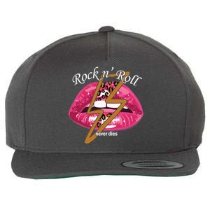 Rock And Roll Never Dies Lips Wool Snapback Cap