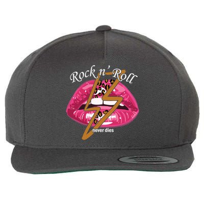 Rock And Roll Never Dies Lips Wool Snapback Cap