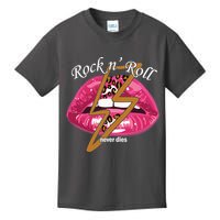 Rock And Roll Never Dies Lips Kids T-Shirt