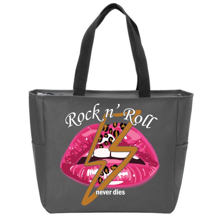 Rock And Roll Never Dies Lips Zip Tote Bag