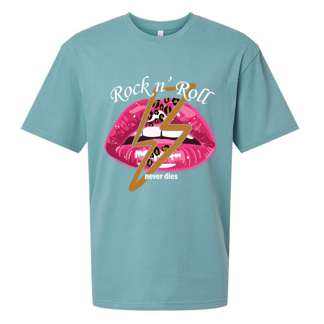 Rock And Roll Never Dies Lips Sueded Cloud Jersey T-Shirt